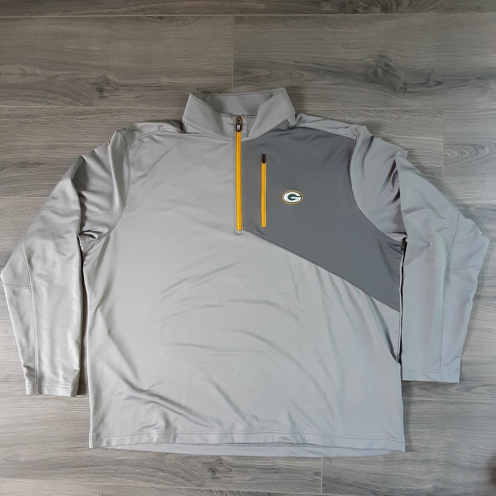 Cutter & Buck Green Bay Packers Mens XXL Gray CB DryTec Quarter Zip